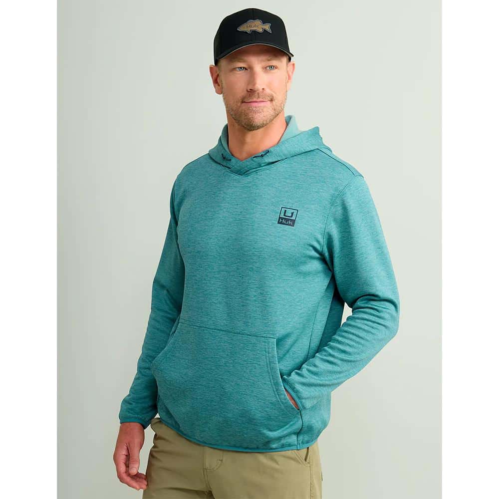 HUK Huk'd Up performance fleece hoodie in storm blue heather