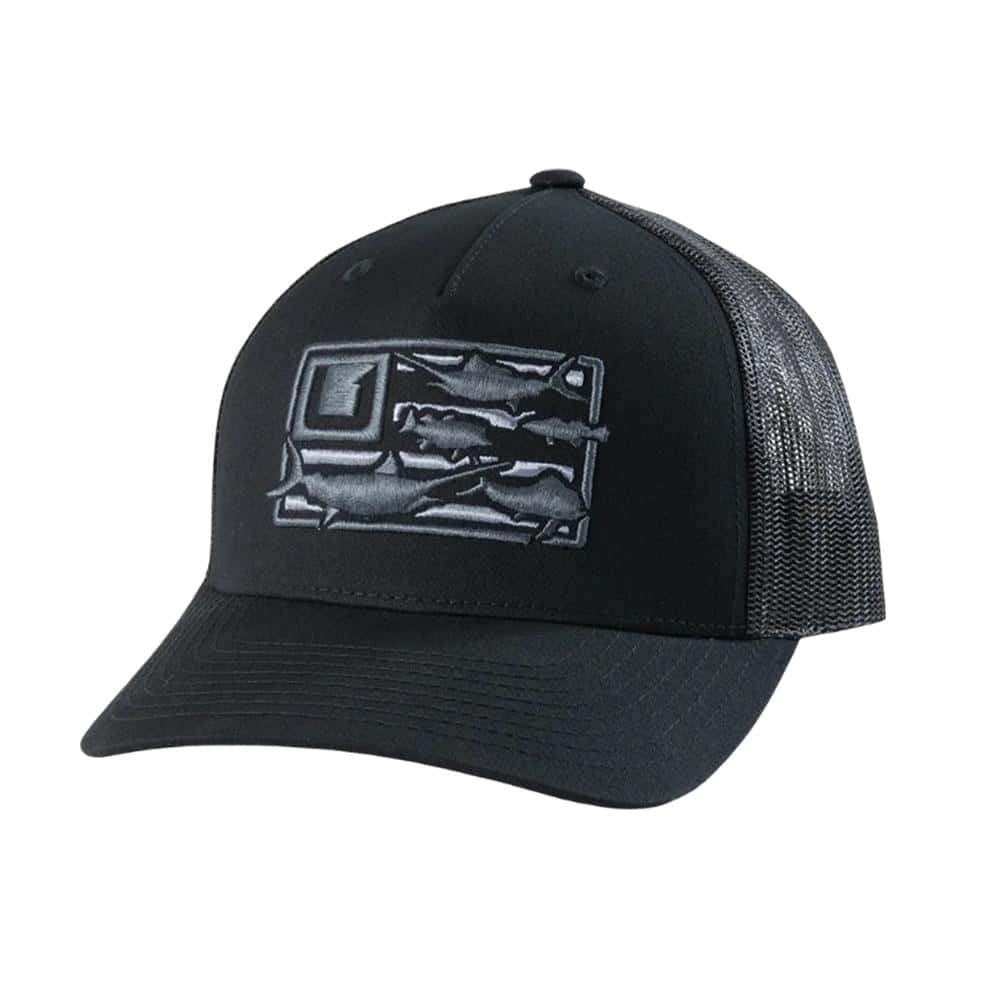 Huk Trophy Flag Trucker Hat Black