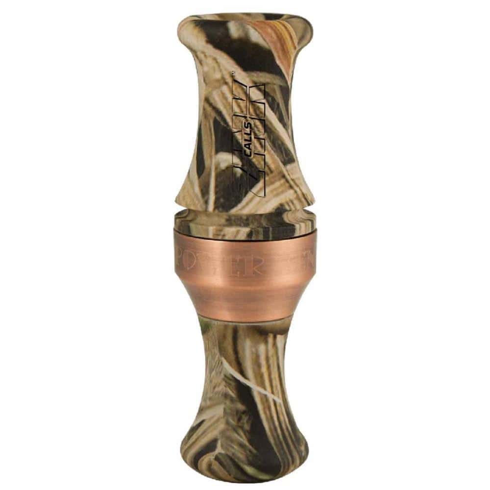Zink Power Hen PH-2 duck call in a marsh camo finish with a copper-colored band