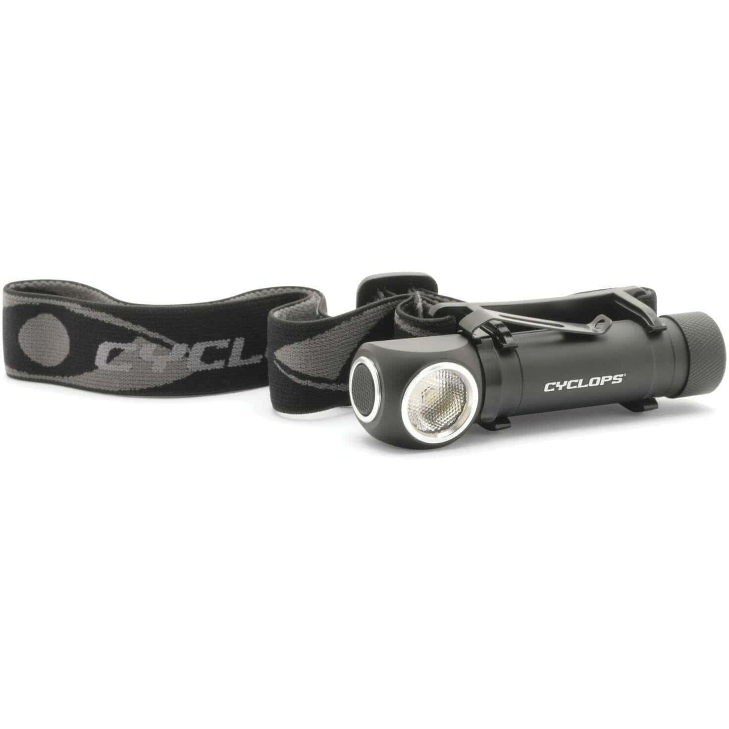 Cyclops Hades rechargeable headlamp in black with its elastic head strap