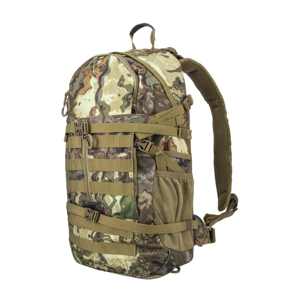 Muddy Pro Series 1300 backpack in Veil Canyon Hybrid camo with webbing straps and a mesh side pocket