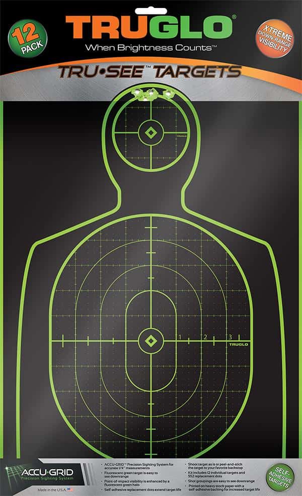 TRUGLO TRU-SEE Self Adhesive Targets - Handgun 12x18 Green 12 Pack