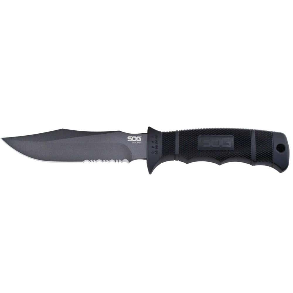 SOG Seal Pup Fixed Blade Knife 4-3/4" Clip Point Blade Black with Nylon Sheath
