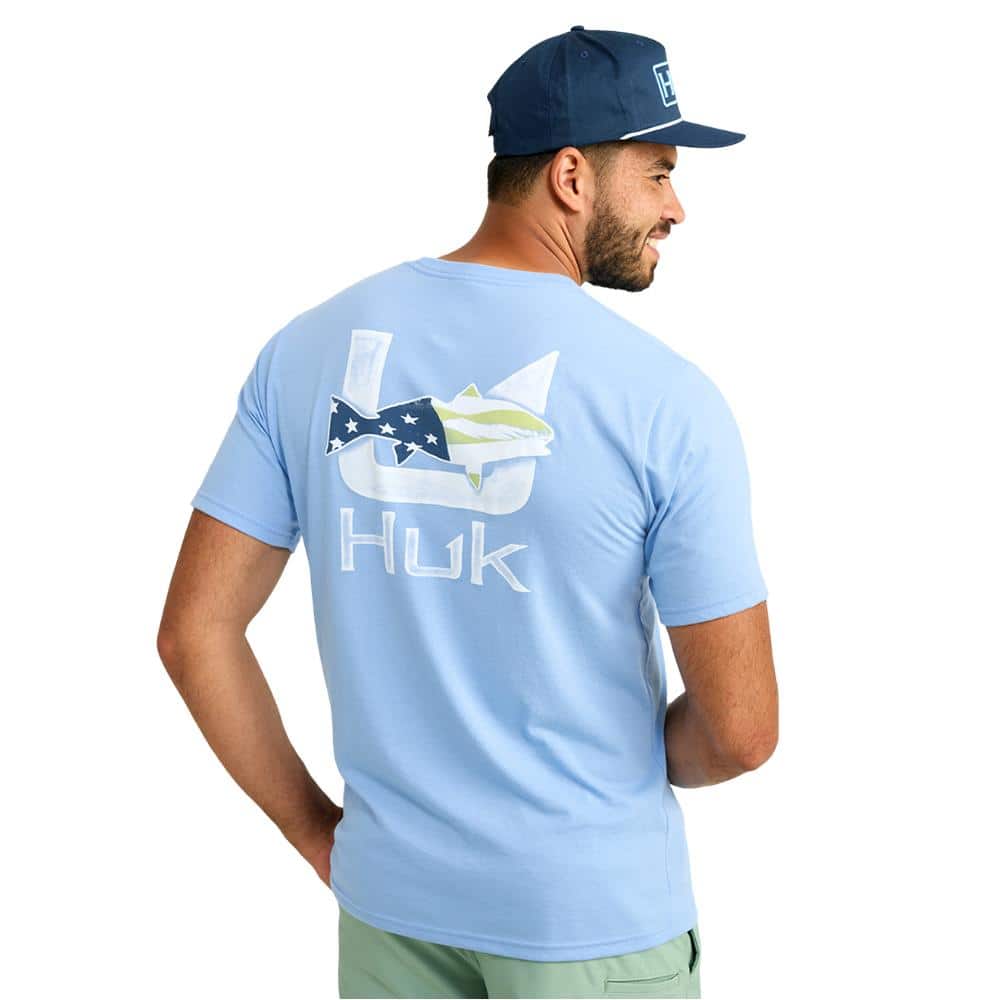 Huk Fish Flag Short Sleeve Shirt Marolina Blue L