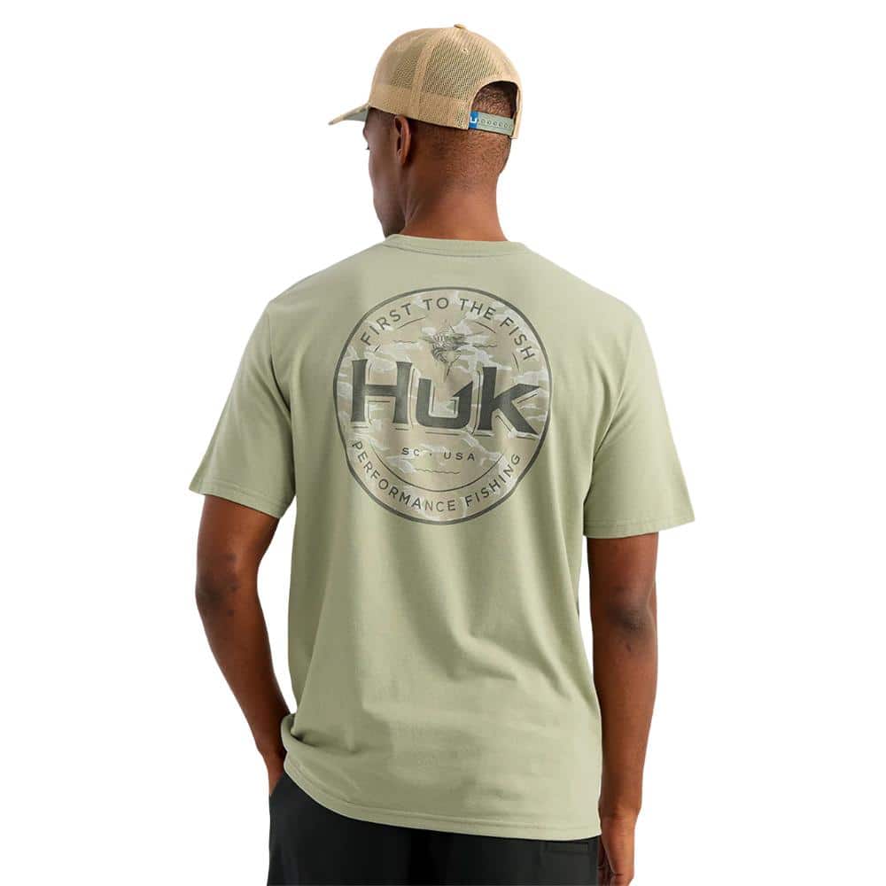 Huk Marlin Circle Short Sleeve Pocket Shirt Seagrass L