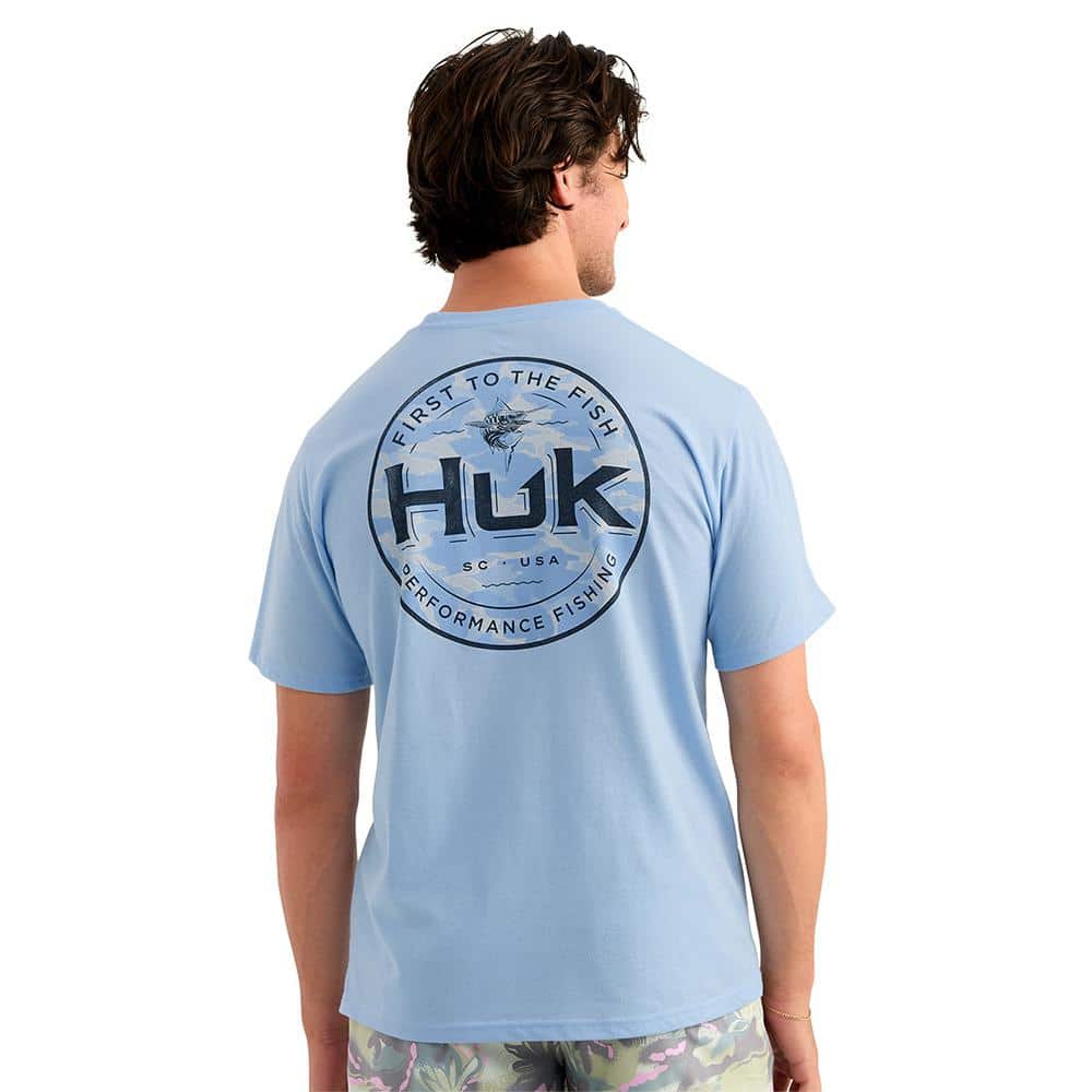 Huk Marlin Circle Short Sleeve Pocket Shirt Cerulean 2XL