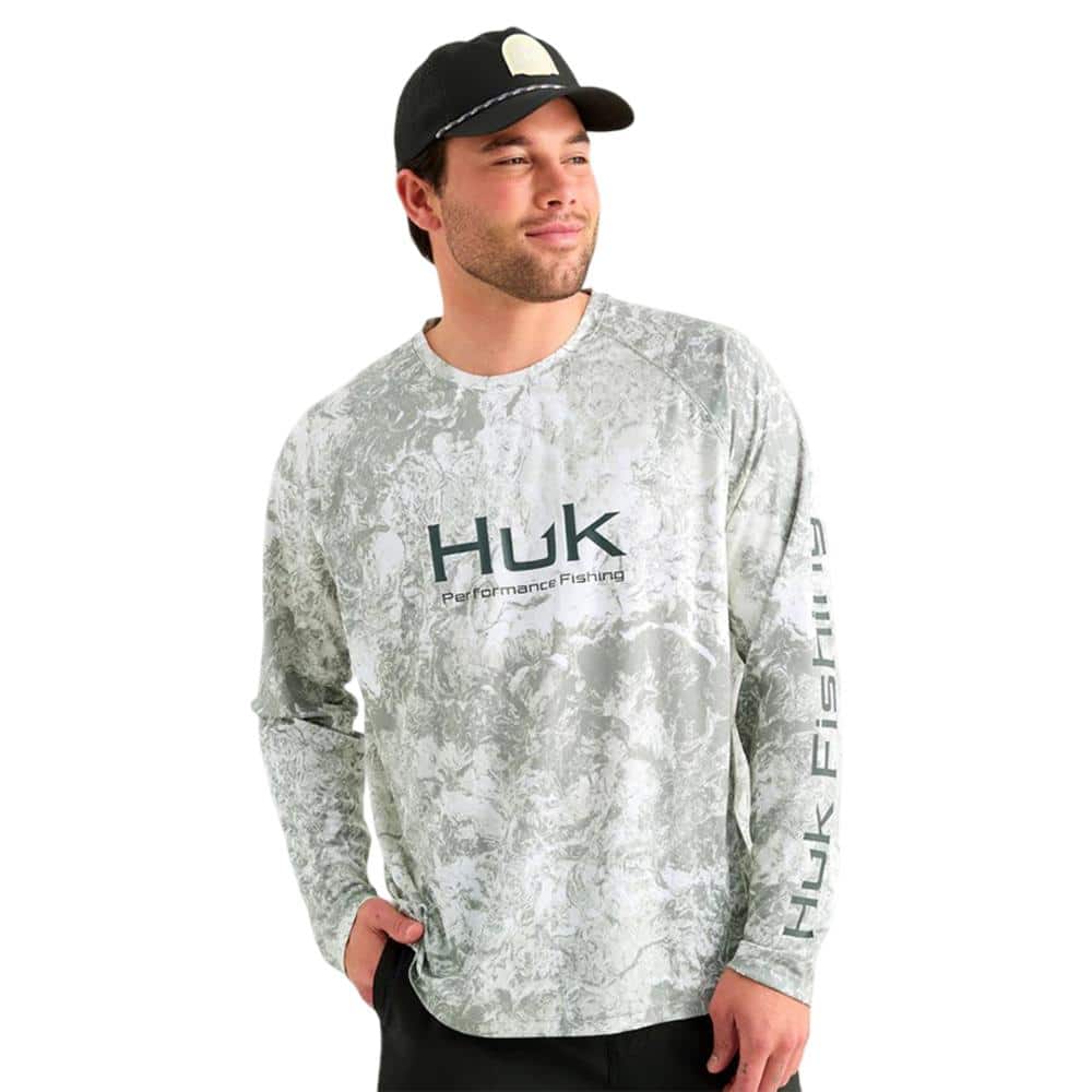 Huk Mossy Oak Pursuit Performance Long Sleeve Crew Shirt MO Seagrass L