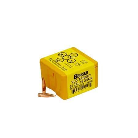 Berger Match Grade Target Bullets .22 cal .224" 70 gr VLD Target 100/ct