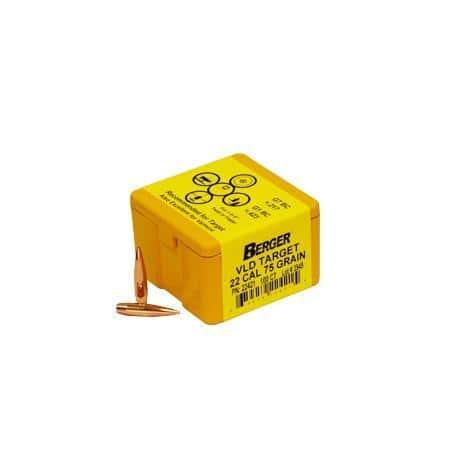 Berger Match Grade Target Bullets .22 cal .224" 75 gr VLD Target 100/ct