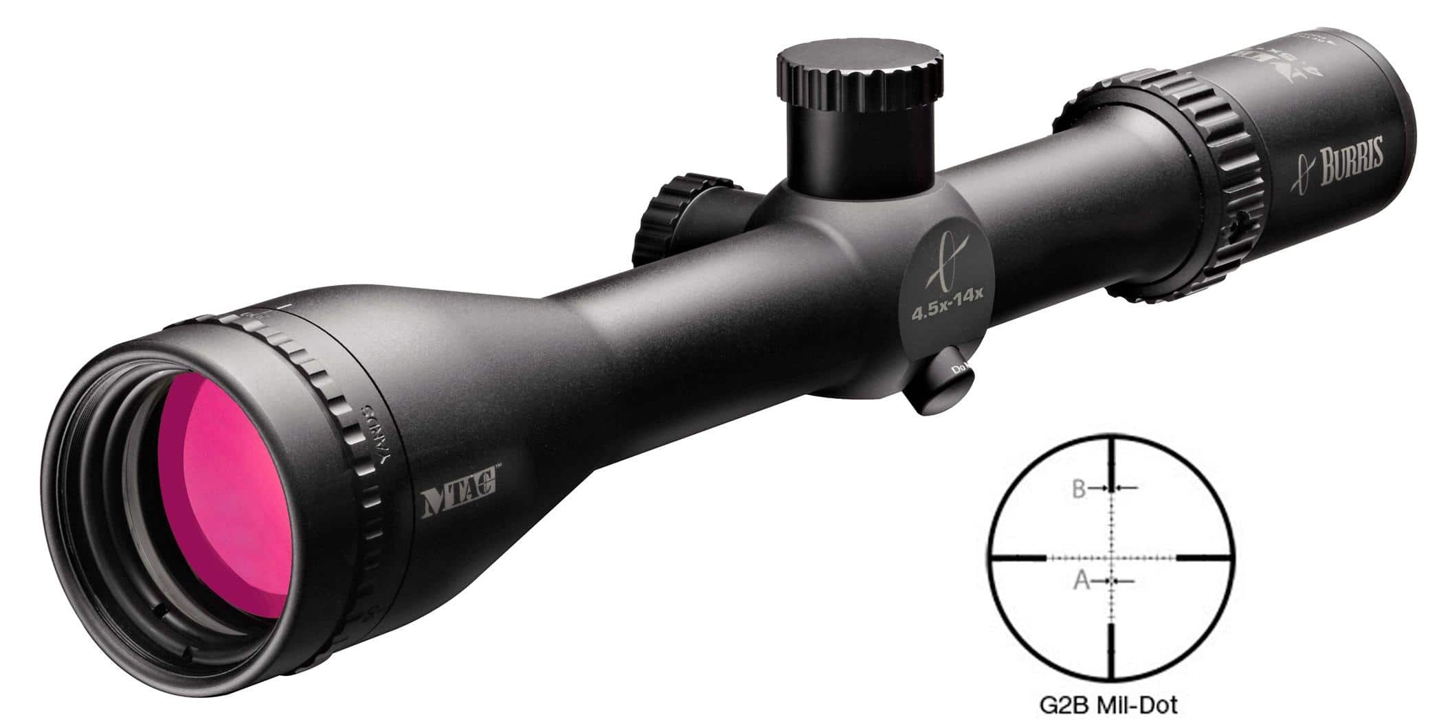 REFURBISHED Burris MTAC Rifle Scope - 4.5x14x42mm PA G2B Mil-Dot Matte