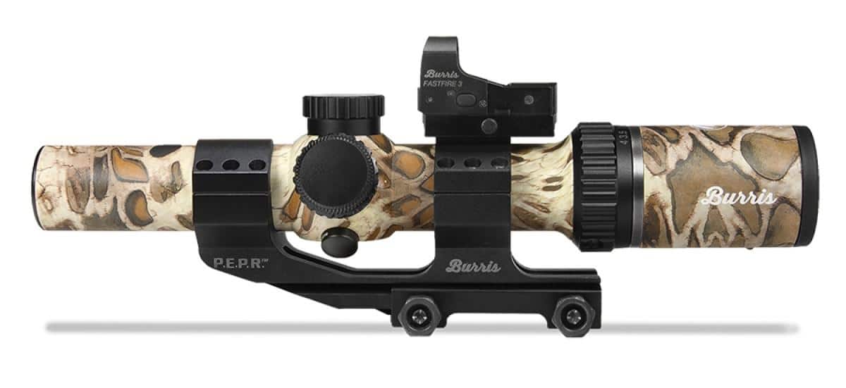 BLEMISHED Burris MTAC Rifle Scope Combo FastFire III & PEPR Mount - 1-4x-24mm illuminated Ballistic AR Reticle Prym 1 Sandstorm