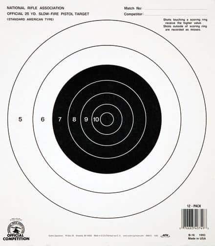 Champion Official NRA Targets B-16 25 yd.  Slow Fire 100/Pack