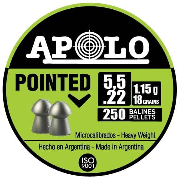 Hatsan Apolo Pointed Air Rifle Pellets 22 Cal 18 gr 250/ct