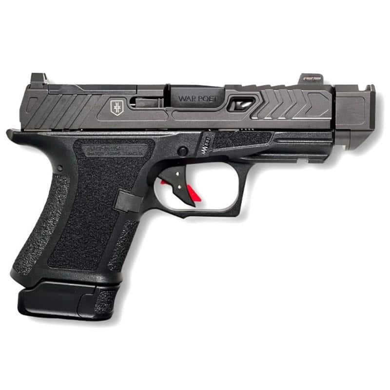 Shadow Systems CR920P War Poet Handgun 9mm Luger 10rd & 13rd Magazines 3.75 Barrel Black War Poet Slide Engraving with Night Sights