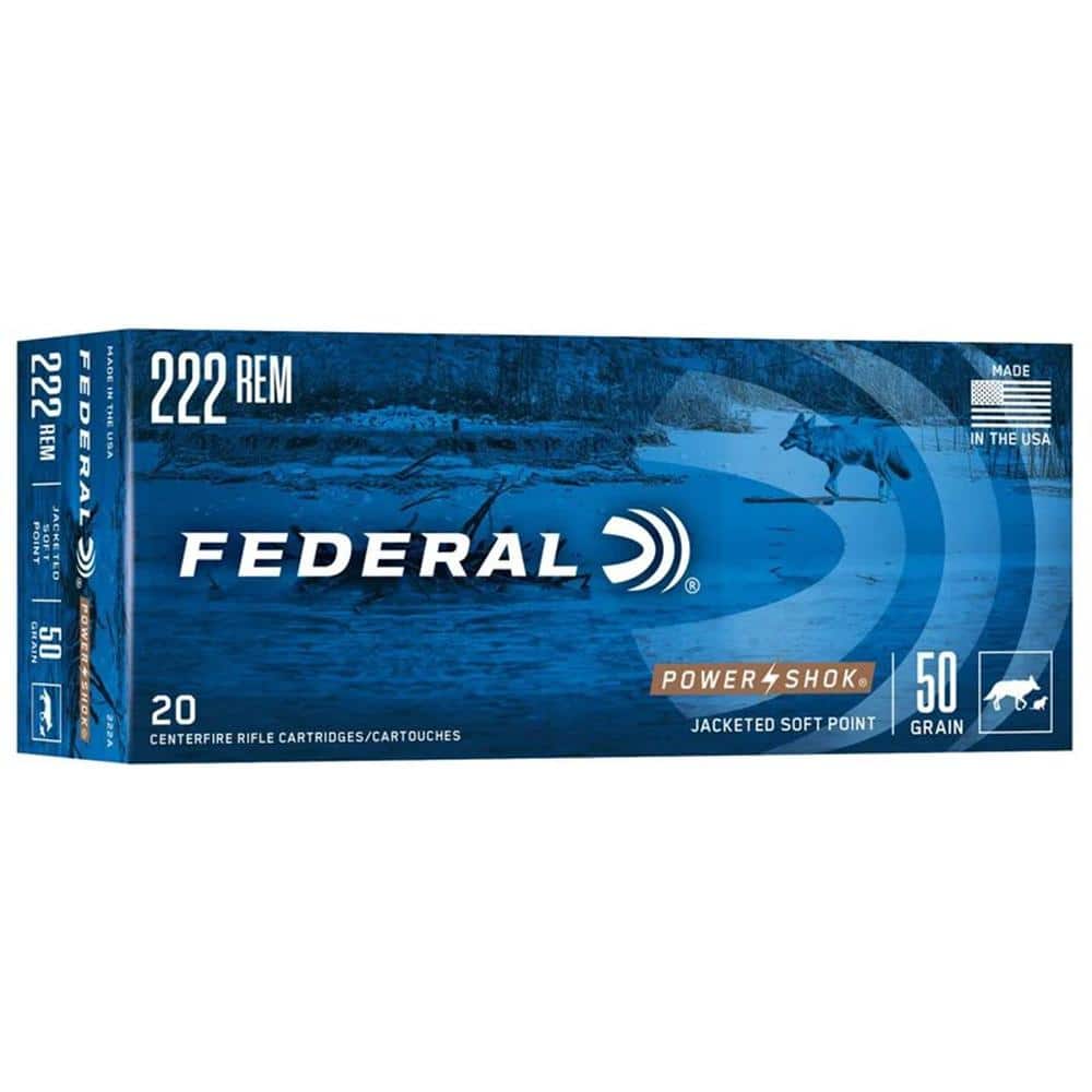 Federal Power-Shok Rifle Ammunition .222 Rem 50 gr SP 3140 fps - 20/ct