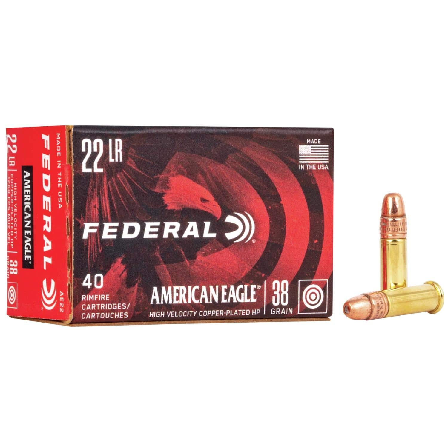 American Eagle Rimfire Ammunition .22 LR  38gr CPHP 1260 fps 40/ct