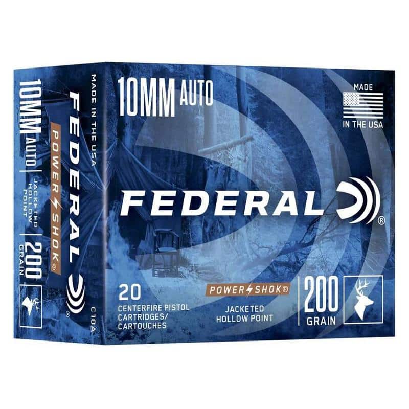 Federal Power-Shok Handgun Ammunition 10mm Auto 200gr JHP 1110 fps 20/ct