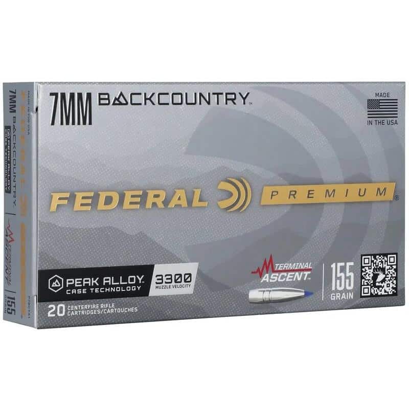 Federal Terminal Ascent Rifle Ammunition 7mm Backcountry 155gr PT 3300 fps 20/ct