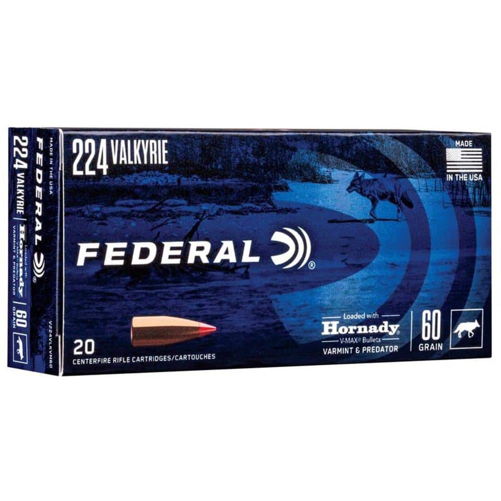 Federal Varmint & Predator Rifle Ammunition .224 Valkyrie  60 gr V-MAX 3300 fps 20/ct