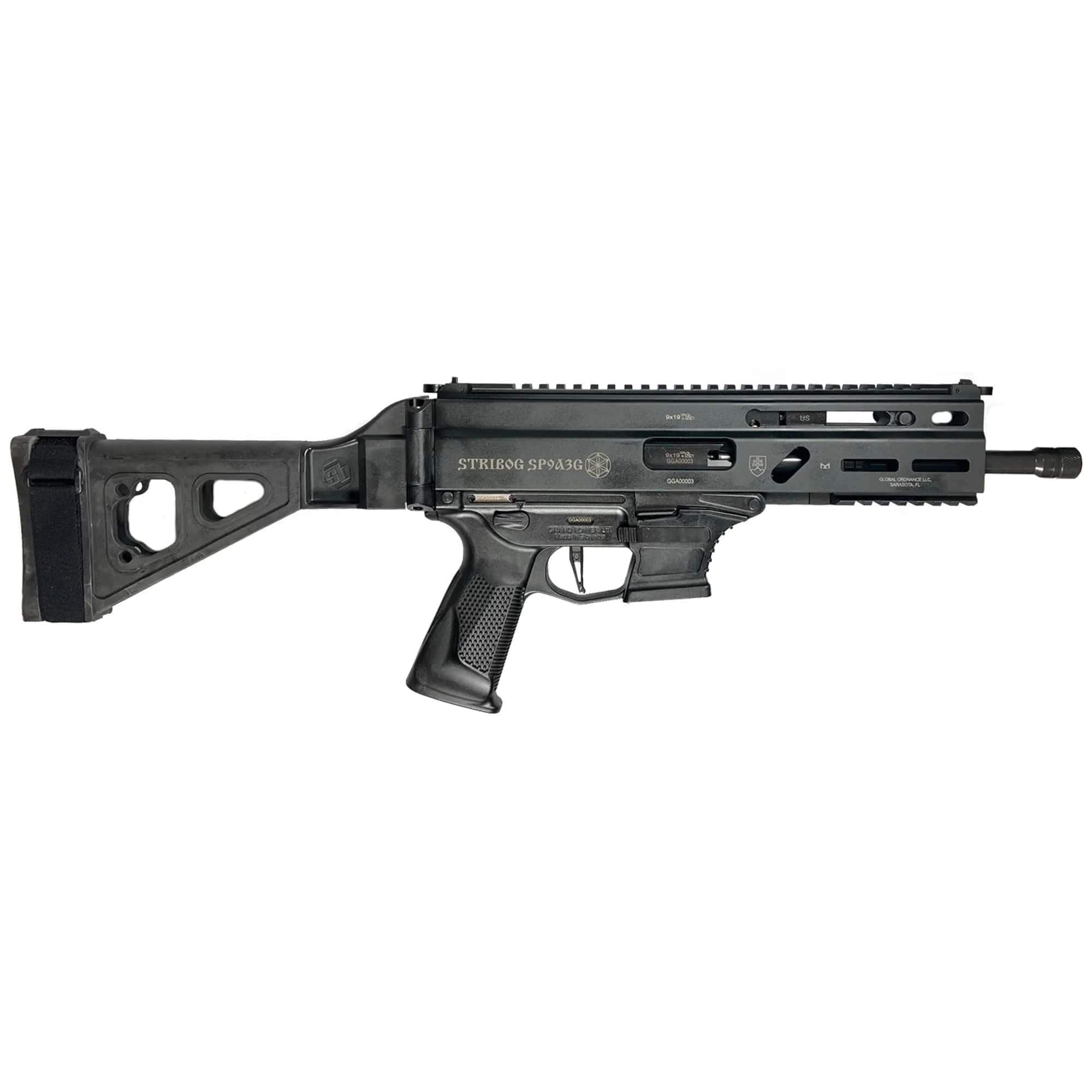 Grand Power Stribog SP9G3 Handgun 9mm Luger 30rd Magazines(3) 8" Barrel SBT Brace-Uses Glock Style Magazines