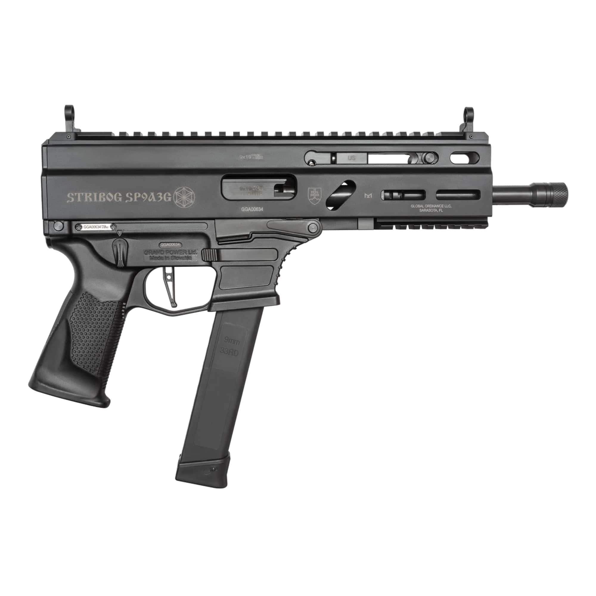 Grand Power Stribog SP9G3 Handgun 9mm Luger 30rd Magazines(3) 8" Barrel -Uses Glock Style Magazines