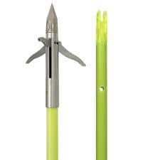 Muzzy Iron 3-Blade Fish Point w Chartreuse Arrow