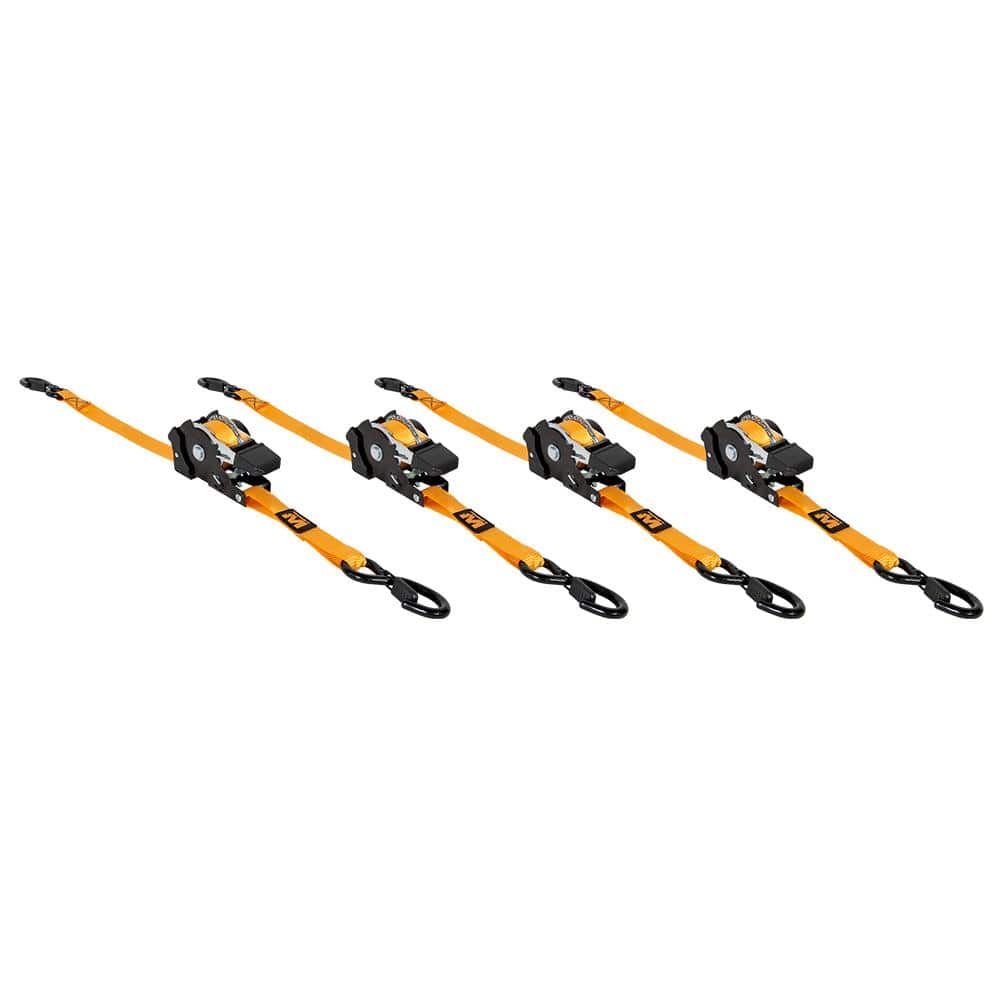 Muddy Retractable Ratchet Straps 1"x10 ft Orange 4/ct