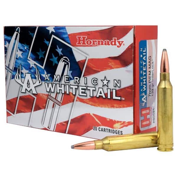 Hornady American Whitetail Rifle Ammunition 7mm Rem Mag 139 gr SP 2901 fps 20/ct