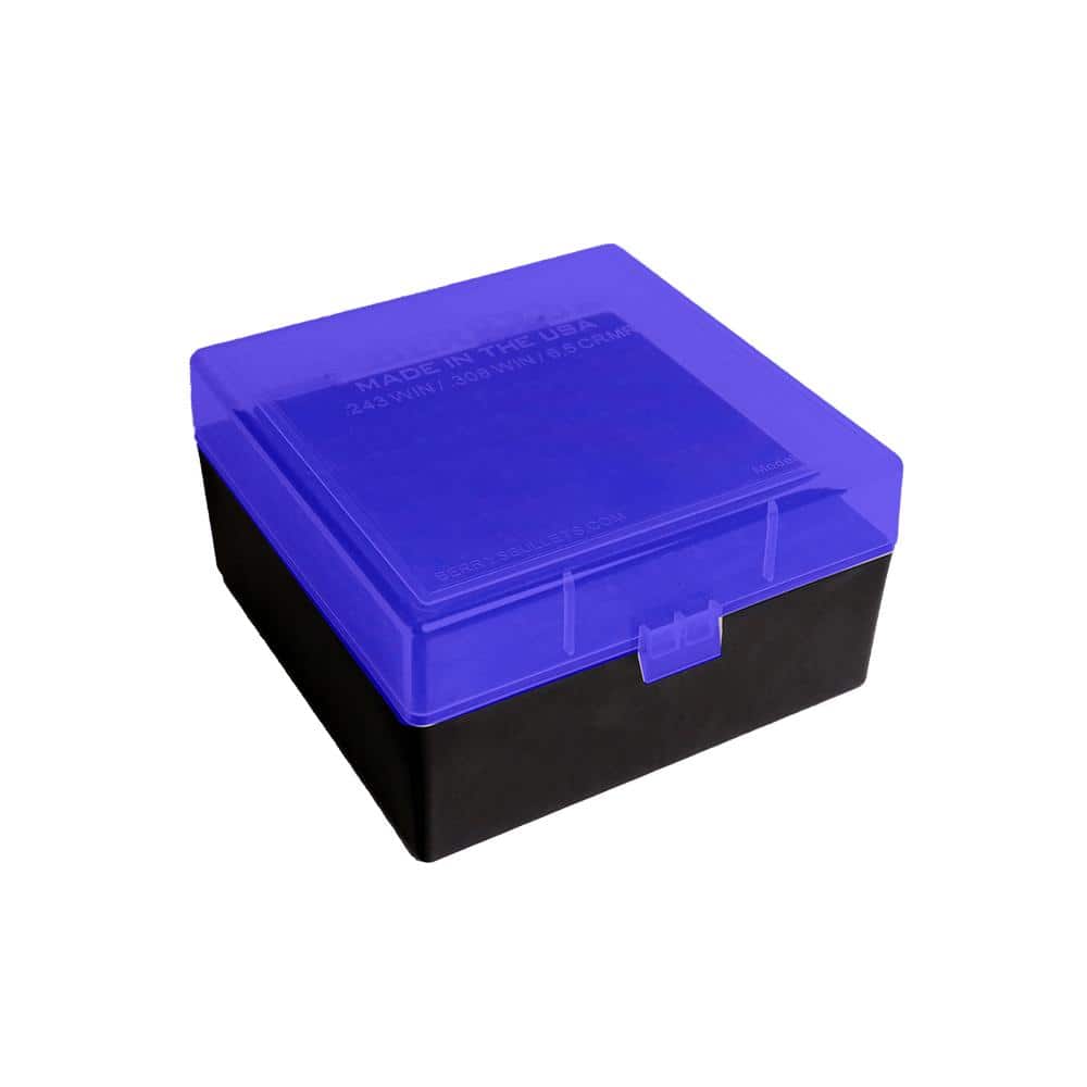 Berry's 009 Ammo Box .243/6.5/.308 Black with Blue Lid 100/ct