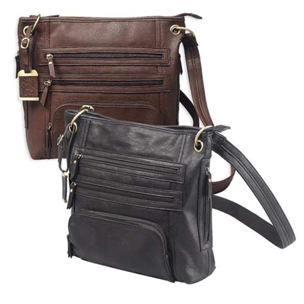 Bulldog Large Cross Body Style Purse w/Holster - Chocolate Brown