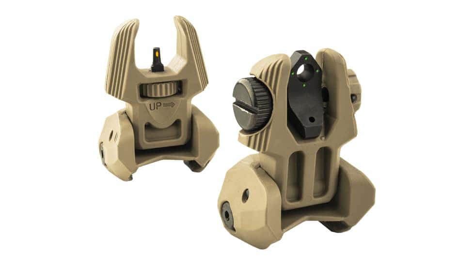 Meprolight Mepro FRBS - Self Illuminated Flip Polymer Desert Back-up Rifle Sights 4 Dot Rear/Orange Hyper Bright Front