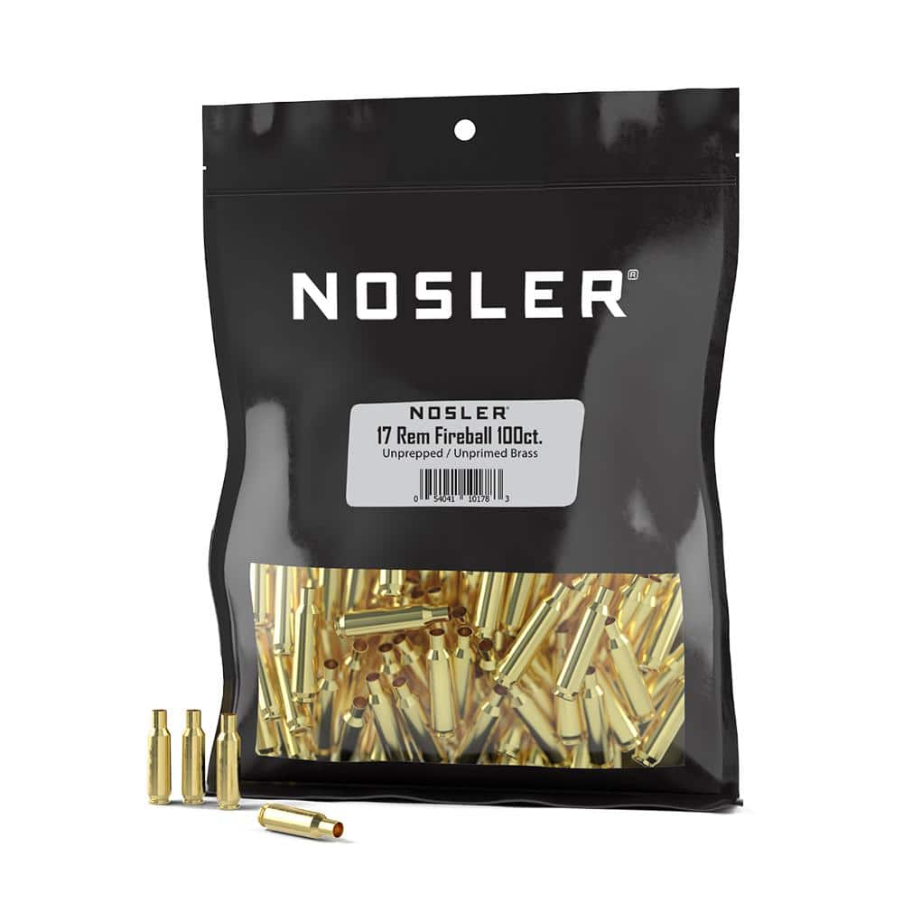 Nosler Unprimed Unprepped Brass Rifle Cartridge Cases .17 Rem Fireball NOS HS 100/ct (BULK)