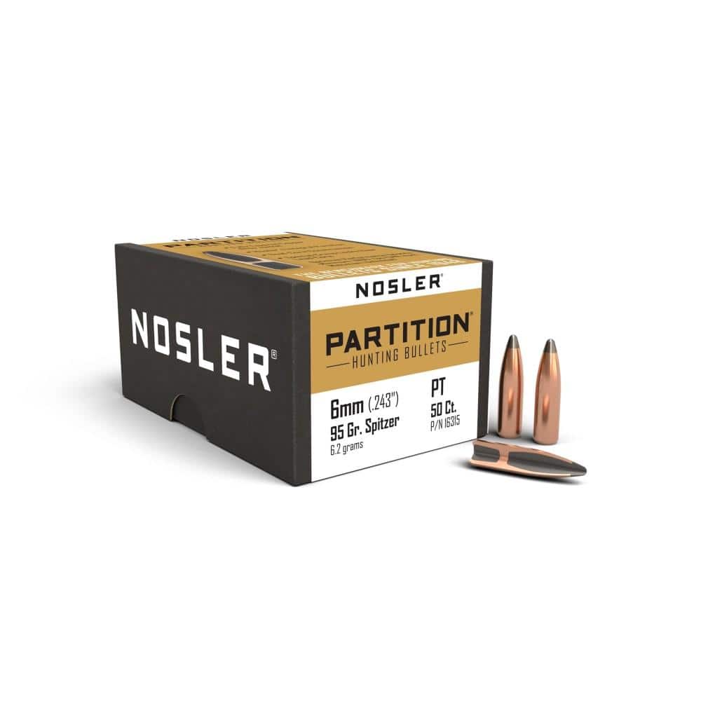Nosler Partition Rifle Bullets 6mm .243" 95 gr SPT 50/ct