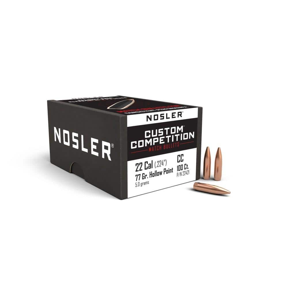 Nosler Custom Competition Rifle Bullets .22 cal .224" 77 gr HPBT 100/ct