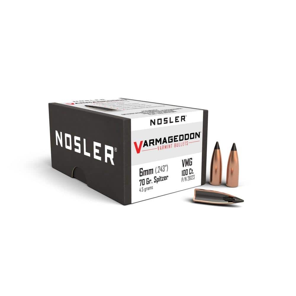Nosler VarMageddon Rifle Bullets 6mm .243" 70 gr FB-TIPPED 100/ct