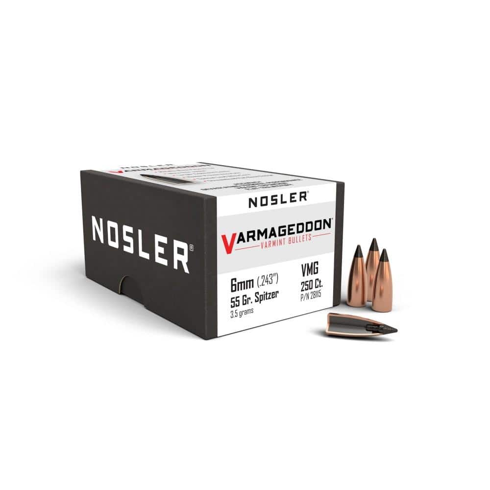 Nosler VarMageddon Rifle Bullets 6mm .243" 55 gr FB-TIPPED 250/ct