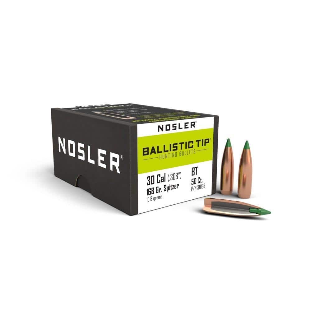 Nosler Ballistic Tip Hunting Rifle Bullets .30 cal .308" 168 gr SBT-BTIP 50/ct