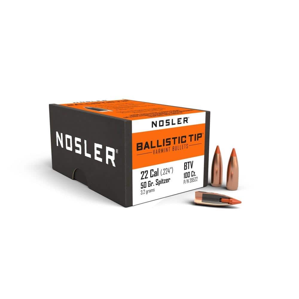 Nosler Ballistic Tip Varmint Bullets .22 cal .224" 50 gr SBT-SB 100/ct