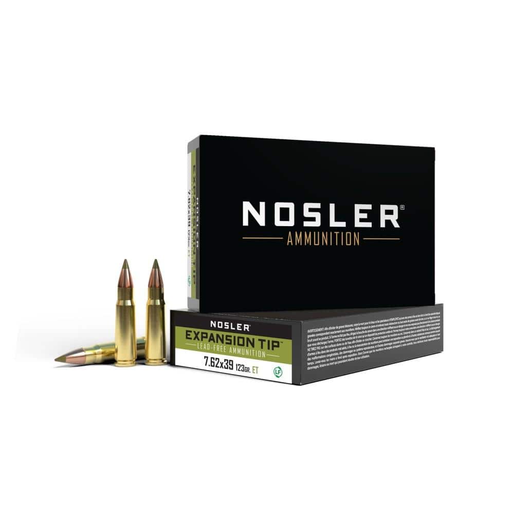 Nosler E-Tip Rifle Ammunition 7.62x39mm 123gr E-Tip 2350 fps 20/ct