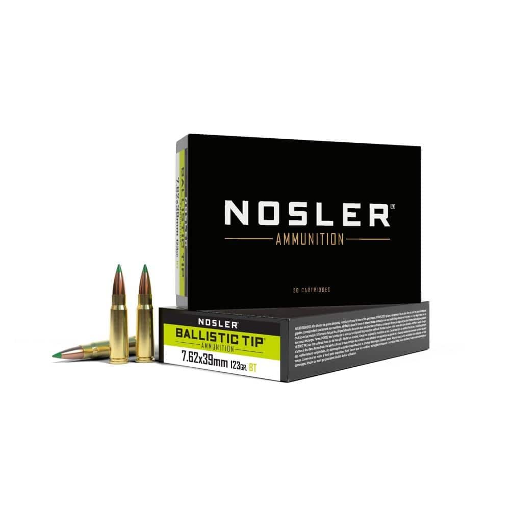 Nosler Ballistic Tip Hunting Rifle Ammunition 7.62x39mm 123gr PT 2350 fps 20/ct