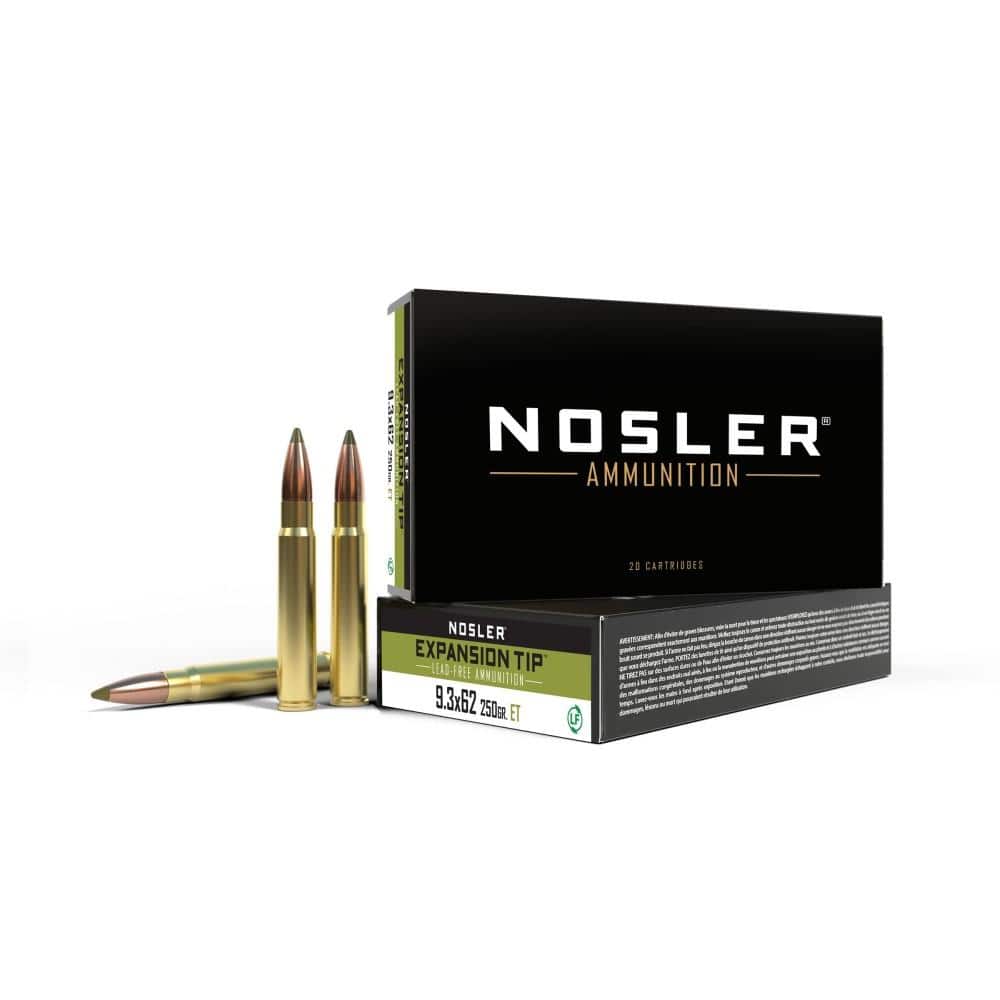 Nosler E-Tip Rifle Ammunition 9.3x62 250gr E-Tip 2425 fps 20/ct