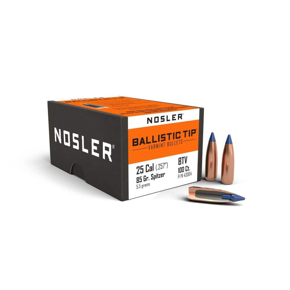 Nosler Ballistic Tip Varmint Bullets .25 cal .257" 85 gr SBT-SB 100/ct