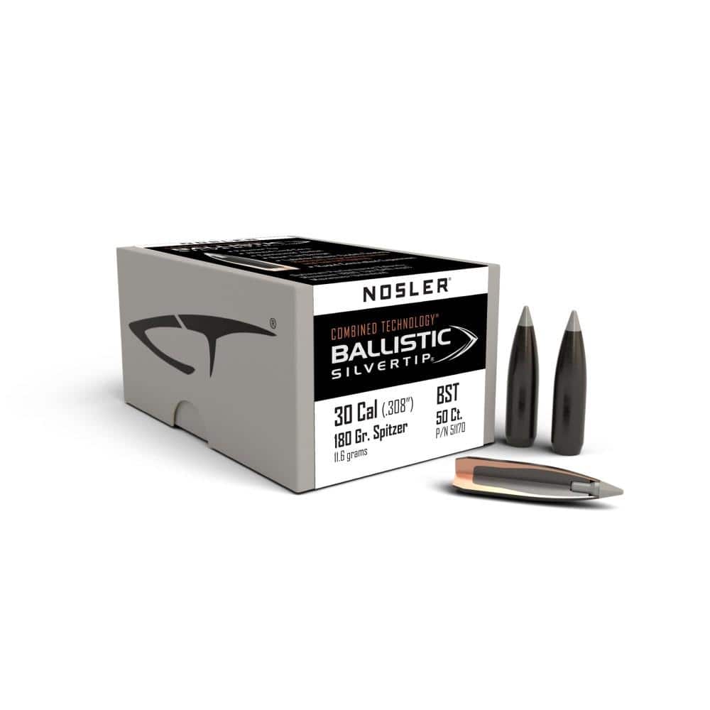 Nosler Ballistic SilverTip Hunting Rifle Bullets .30 cal .308" 180 gr SBT-BSTIP 50/ct