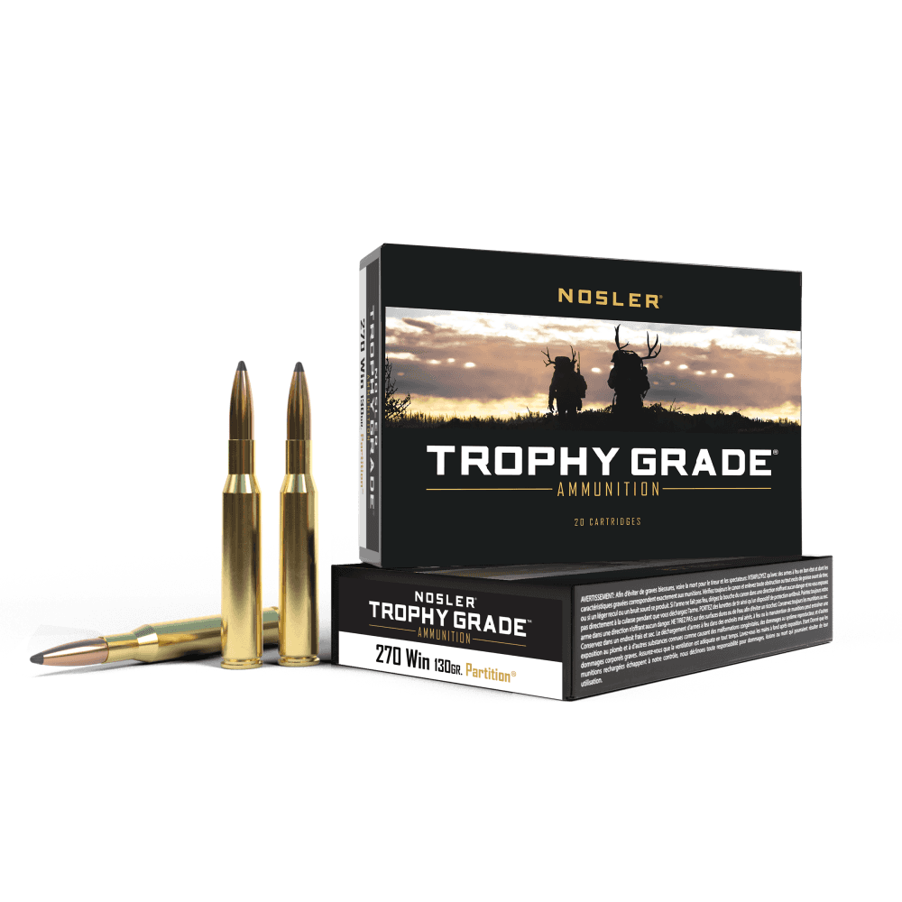 Nosler Partition Trophy Grade Rifle Ammuntion .270 Win 130 gr PSP 3050 fps 20/ct