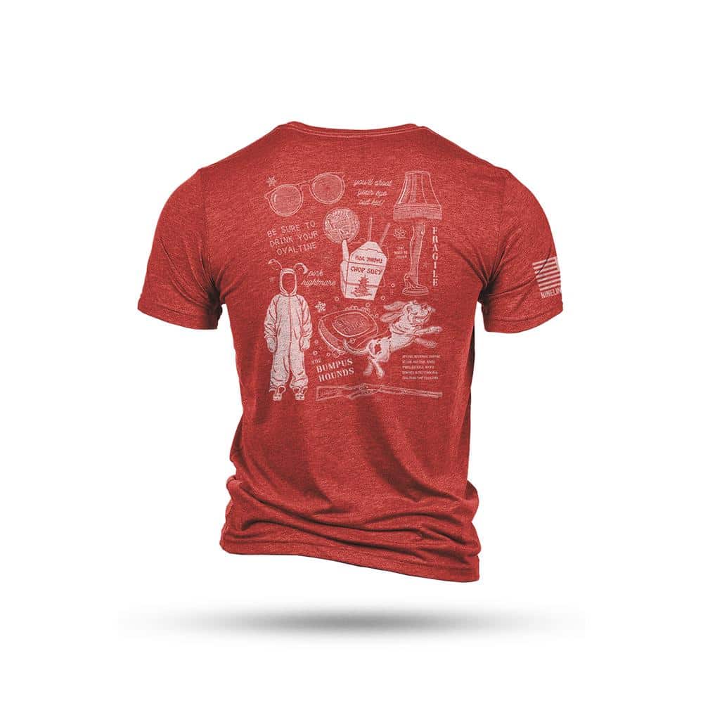 Nine Line Xmas Story Triblend Short Sleeve Shirt Red XL