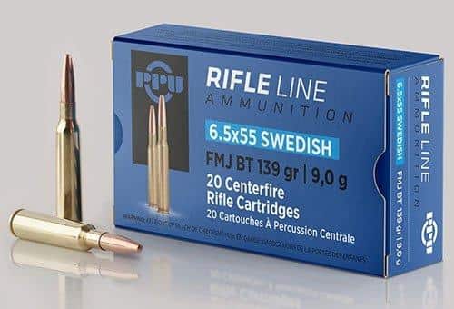 PPU Rifle Ammunition 6.5mm x 55 Swedish 139gr FMJ-BT 2540 fps 20/ct