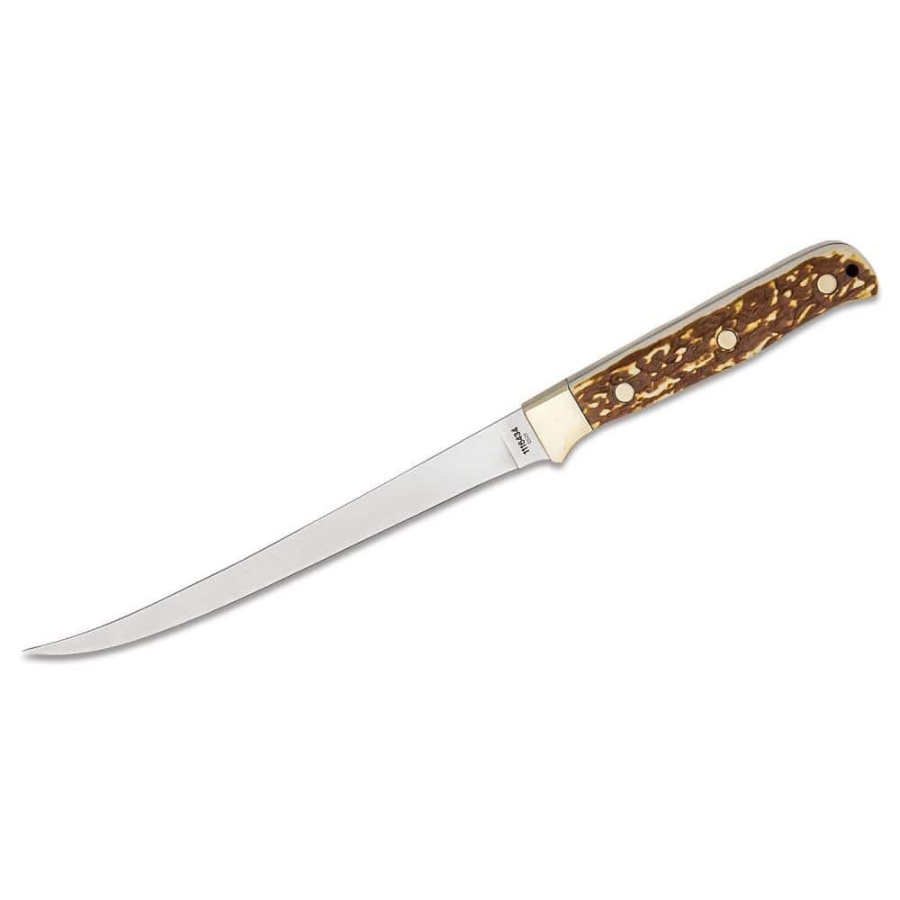 Schrade Uncle Henry Next Gen 167UH Stagalong Fixed Knife 7-1/2" Fillet Blade Brown