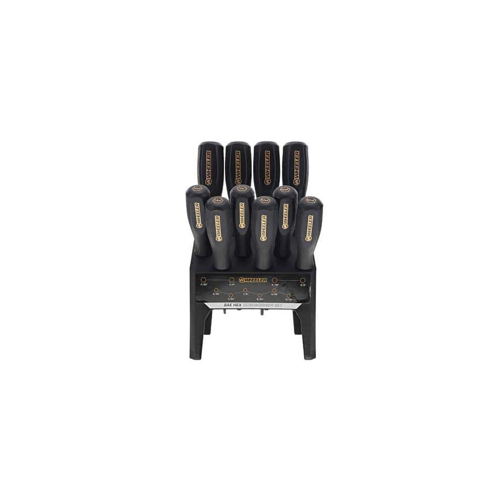 Wheeler 10 Piece SAE Hex Benchtop Screwdriver Set Black
