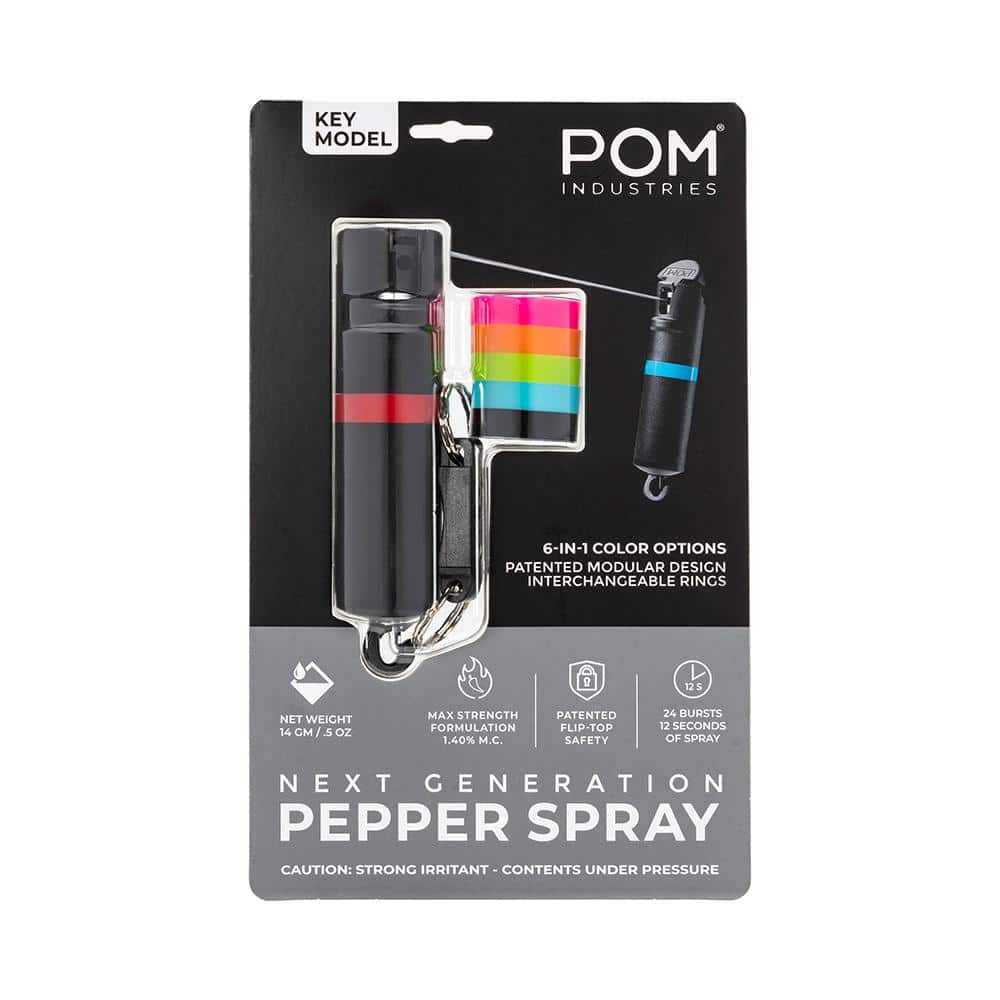POM Pepper Spray Black Keychain 6 in 1 .05oz