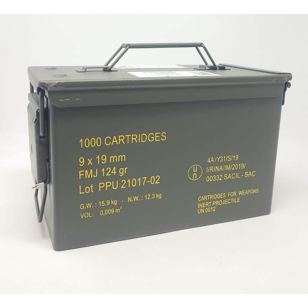 PPU Rangemaster Ammunition 9mm Luger 124gr FMJ 1263 fps 1000/ct (Metal Can)
